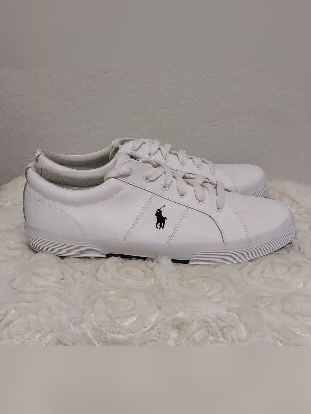 Polo Ralph Lauren White Sneaker with Navy & Gold Logo - Picture 6 of 11